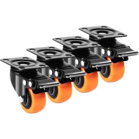 VEVOR Caster Wheels, 2-inch Swivel Plate Casters, Set of 4, with Security Dual Locking No Noise PVC Wheels