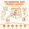 VEVOR Indoor Jungle Gym, 7-in-1 Toddler Indoor Playground, Wooden Toddler Climbing Toys Indoor with Wood & Rope Ladder, Net Ladder, Swing, Monkey Bar