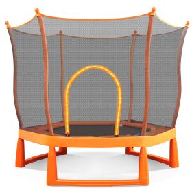 6FT Toddlers Trampoline with Safety Enclosure Net and Ocean Balls, Fully Protected Indoor Trampoline and Ball Pit Balls for Kids