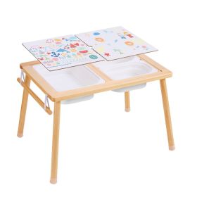 VEVOR Sensory Table for Toddlers, Kids Activity Table with 3 Foldable Storage Bins & Paper Roll Holder, Indoor/Outdoor Play Sand and Water Table