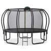 12FT Trampoline for Kids with Upgraded ArcPole and Composite TopLoop for Safety Enclosure, Plus Basketball Board and 10 Ground Stakes