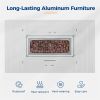 White Rectangle Outdoor Aluminum Glass Windbreak Propane Fire Pit Table For Pool Patio Garden