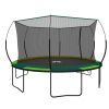 YC 14FT Recreational Trampolines with Enclosure for Kids and Adults with Patented Fiberglass Curved Poles Pumpkin -Green
