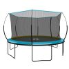 YC 14FT Recreational Trampolines with Enclosure for Kids and Adults with Patented Fiberglass Curved Poles Pumpkin-Blue