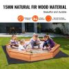VEVOR Wooden Sandbox with Cover, 75.6 x 75.6 x 9.1 in Octagonal Sand Box, Sand Pit with 4 Seating and Bottom Liner, Kids Sandbox for Outdoor Backyard