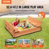 VEVOR Wooden Sandbox, 52.4 x 47.2 x 16.9 in Sand Box, Sand Pit with Foldable Bench Seats and Bottom Liner