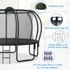12FT Trampoline for Kids with Upgraded ArcPole and Composite TopLoop for Safety Enclosure, Plus Basketball Board and 10 Ground Stakes