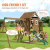 VEVOR Wooden Swing Set 10 IN 1 Outdoor Playground Sets 6 FT Slide Upper Fort