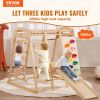 VEVOR Indoor Jungle Gym, 7-in-1 Toddler Indoor Playground, Wooden Toddler Climbing Toys Indoor with Wood & Rope Ladder, Net Ladder, Swing, Monkey Bar