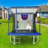 New YC 8ft by 12ft rectangular trampoline with basketball board,ball inflater and ladder-Blue ASTM standard tested and CPC certified