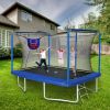 New YC 8ft by 12ft rectangular trampoline with basketball board,ball inflater and ladder-Blue ASTM standard tested and CPC certified