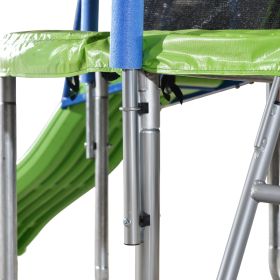 12FT Trampoline with Slide and Swings, ASTM Approved Large Recreational Trampoline with Basketball Hoop and Ladder (Color: as Pic)