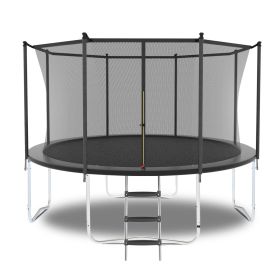 12FT Trampoline with Safety Enclosure Net, Outdoor Trampoline with Heavy Duty Jumping Mat and Spring Cover Padding for Kids and Adults (Color: as Pic)
