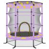 55 Inch Kids Trampoline with Safety Enclosure Net, 4.5FT Outdoor Indoor Trampoline for Kids (Purple)