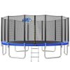 16FT Trampoline for Kids with Safety Enclosure Net, Basketball Hoop and Ladder, Easy Assembly Round Outdoor Recreational Trampoline