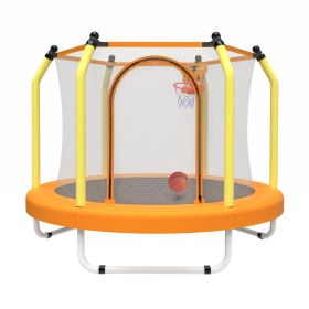 55-inch Trampoline for Kids Indoor & Outdoor Small Toddler Trampoline with Basketball Hoop (Color: as Pic)