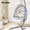 Swing Egg Chair with Stand Indoor Outdoor, UV Resistant Cushion Hanging Chair with Guardrail and Cup Holder