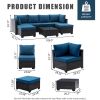 7 Pieces Outdoor Patio Furniture Set,Sectional Conversation Sofa Of Corner Chairs,Ottomans And Glass Top Table