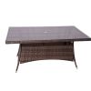 Direct Wicker Patio 7-Piece Brown Wicker Dining Set with Rattan Table and Armchair