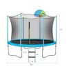 8FT Trampoline for Kids with Safety Enclosure Net, Basketball Hoop and Ladder, Easy Assembly Round Outdoor Recreational Trampoline